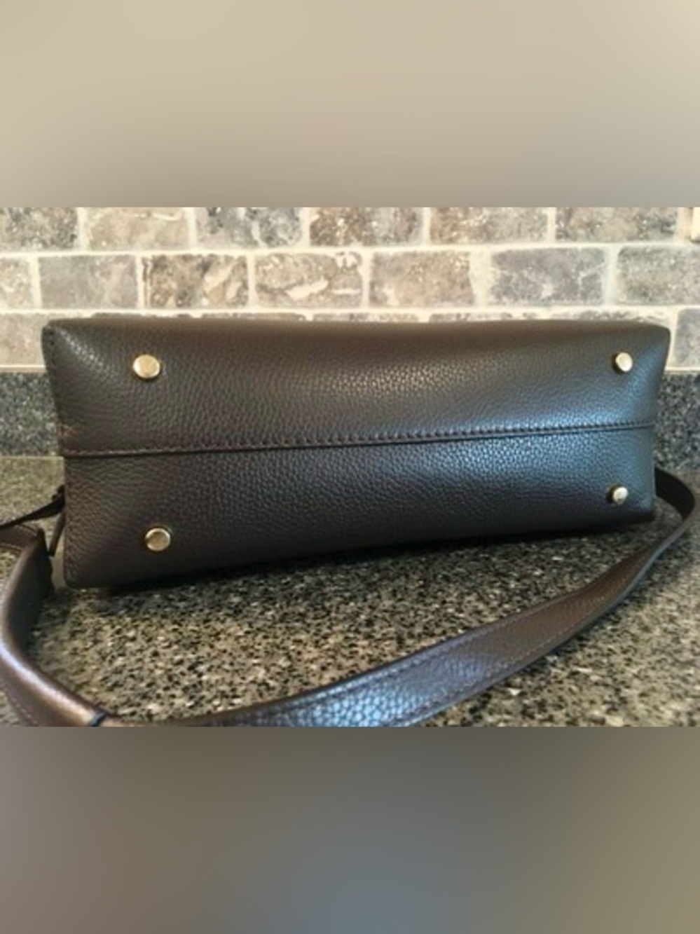 Isadora Moca Deep Brown Pebbled Leather Top-Handle Crossbody Bag - Picture 8 of 9